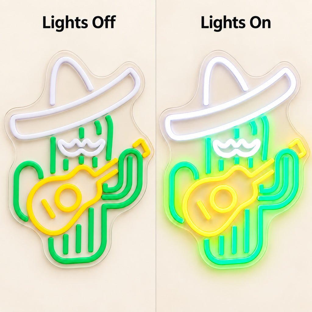 Cowboy Cactus Guitar LED Neon Sign - Shineneon