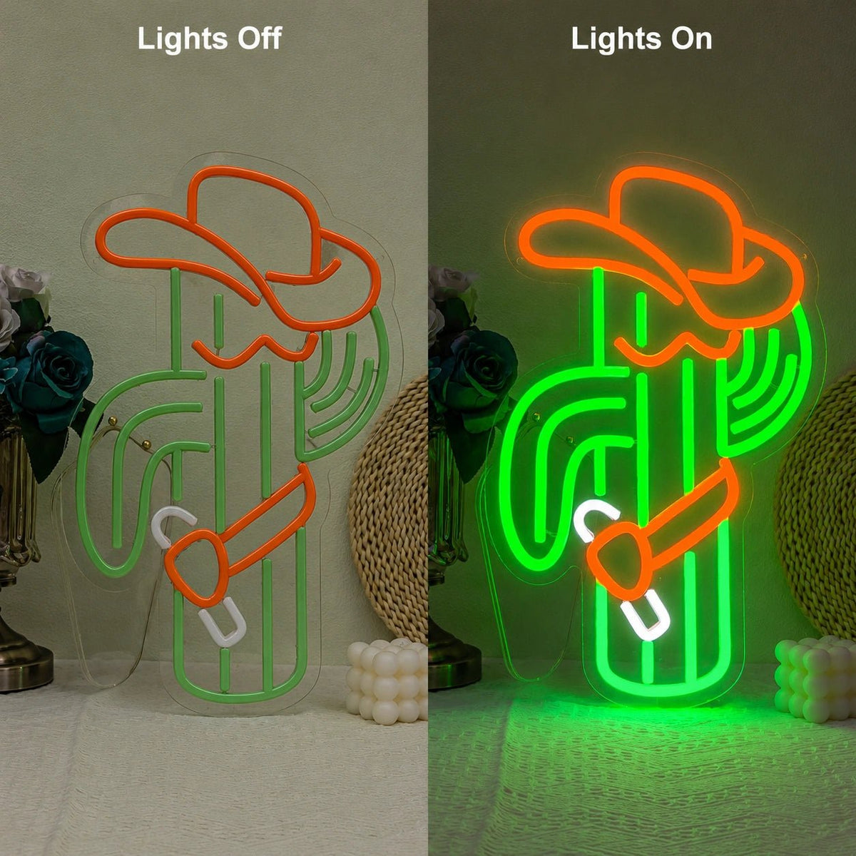 Cowboy Cactus Lasso LED Neon Sign - Shineneon