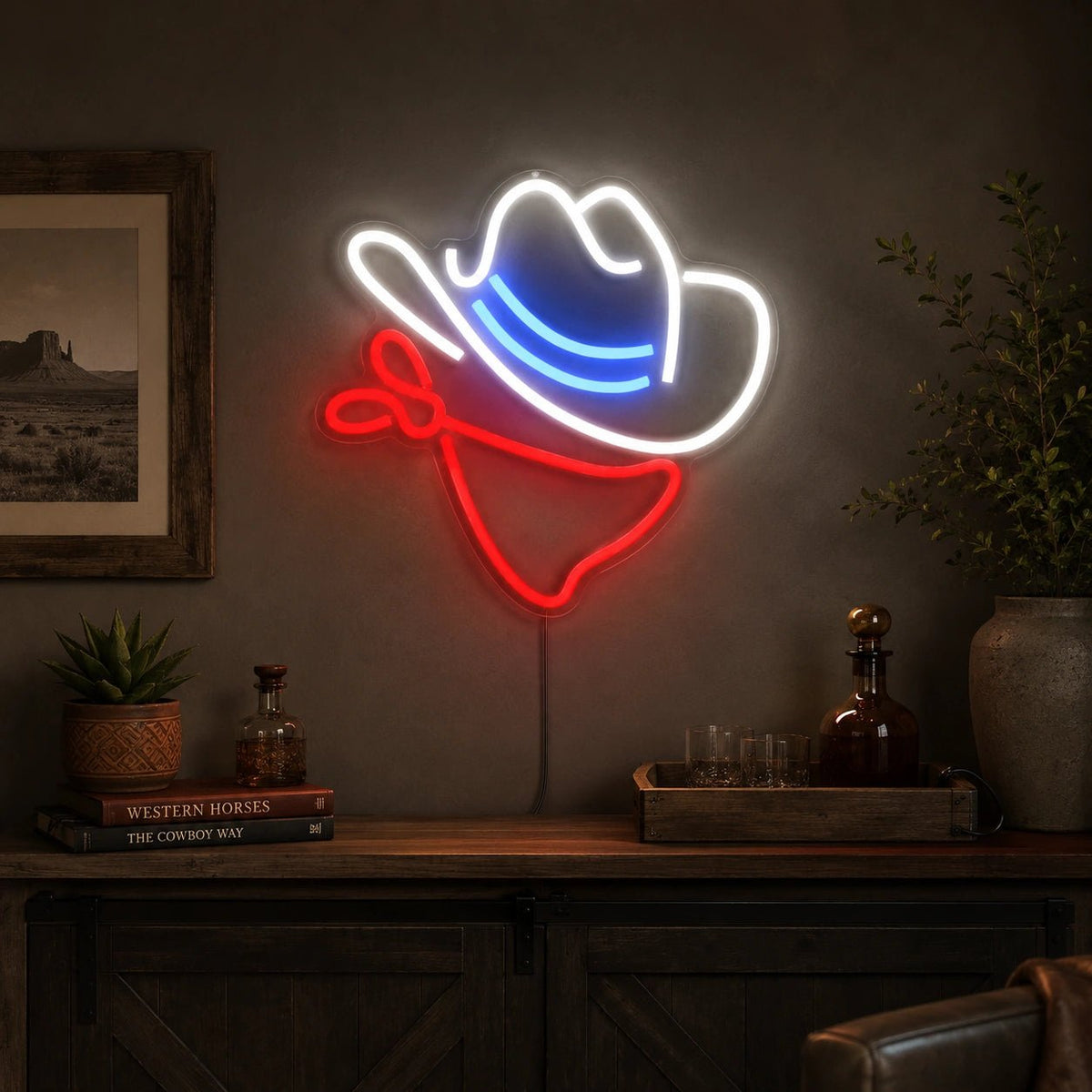 Cowboy Hat And Bandana LED Neon Sign - Shineneon