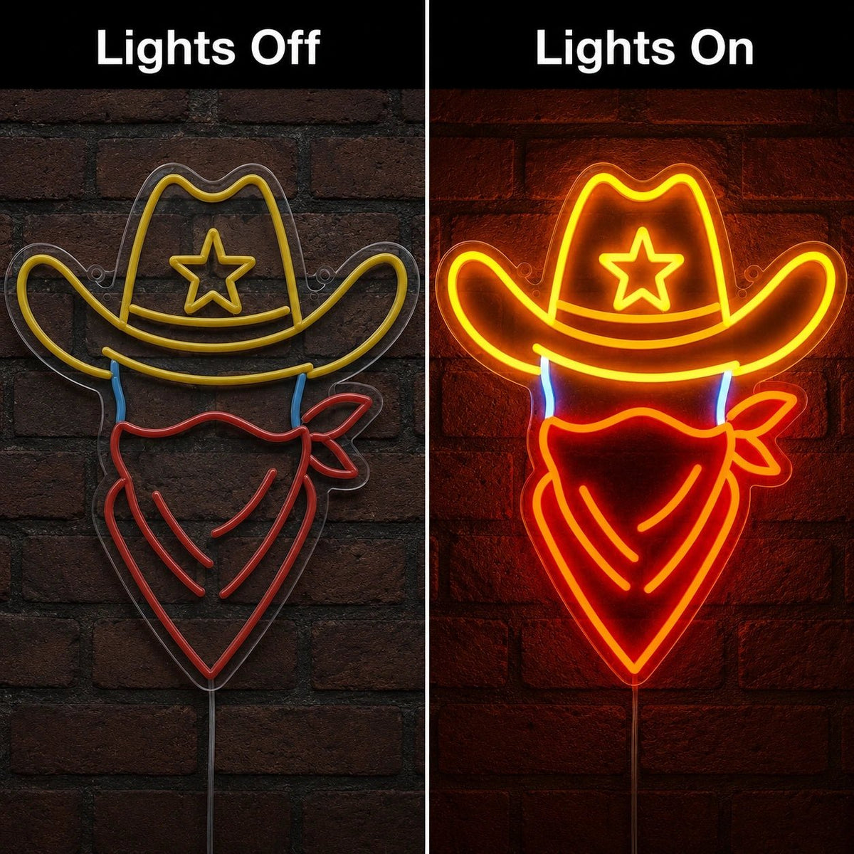 Cowboy Hat Bandana LED Neon Sign - Shineneon