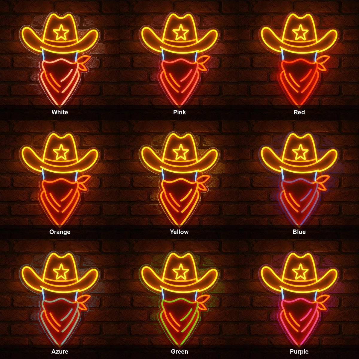 Cowboy Hat Bandana LED Neon Sign - Shineneon