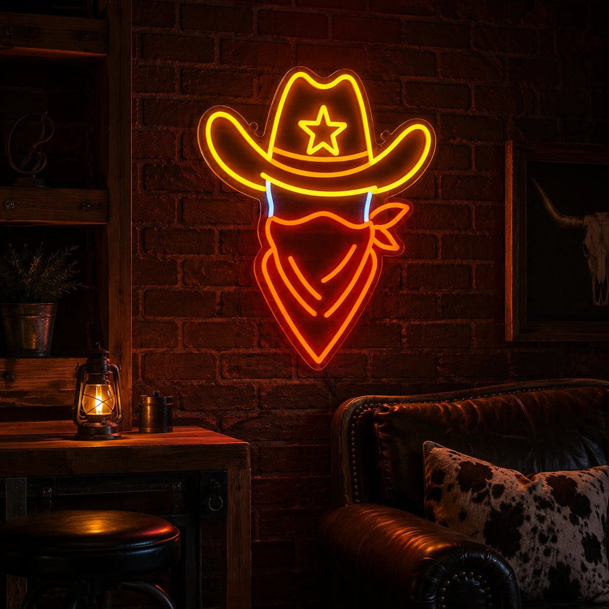 Cowboy Hat Bandana LED Neon Sign - Shineneon