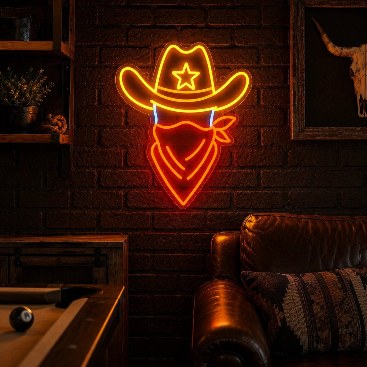 Cowboy Hat Bandana LED Neon Sign - Shineneon