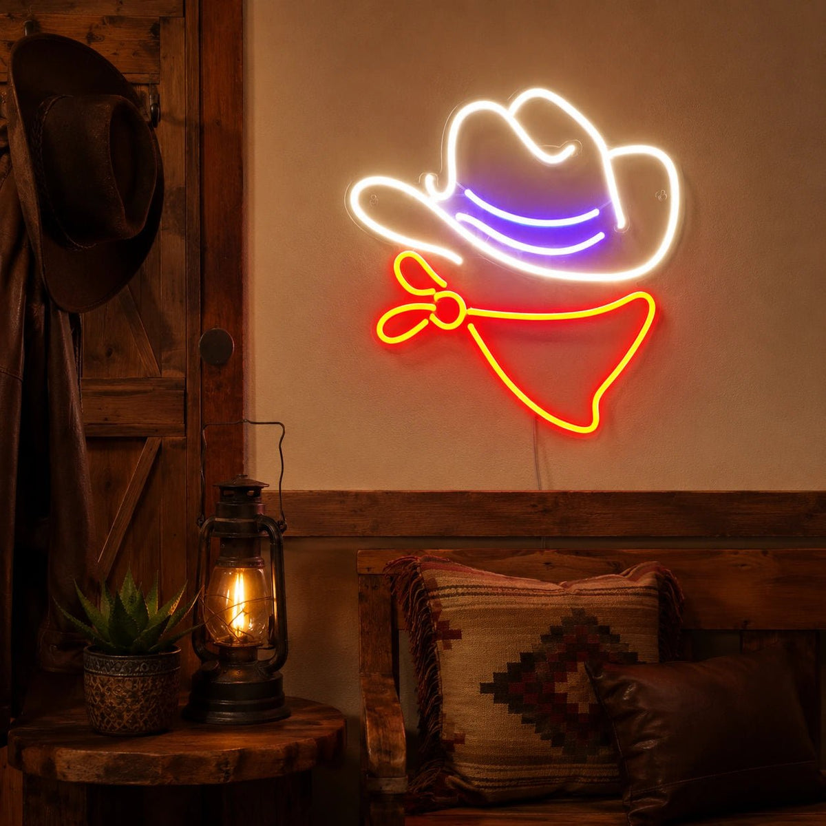Cowboy Hat Bandana LED Neon Sign Garage Neon Sign - Shineneon