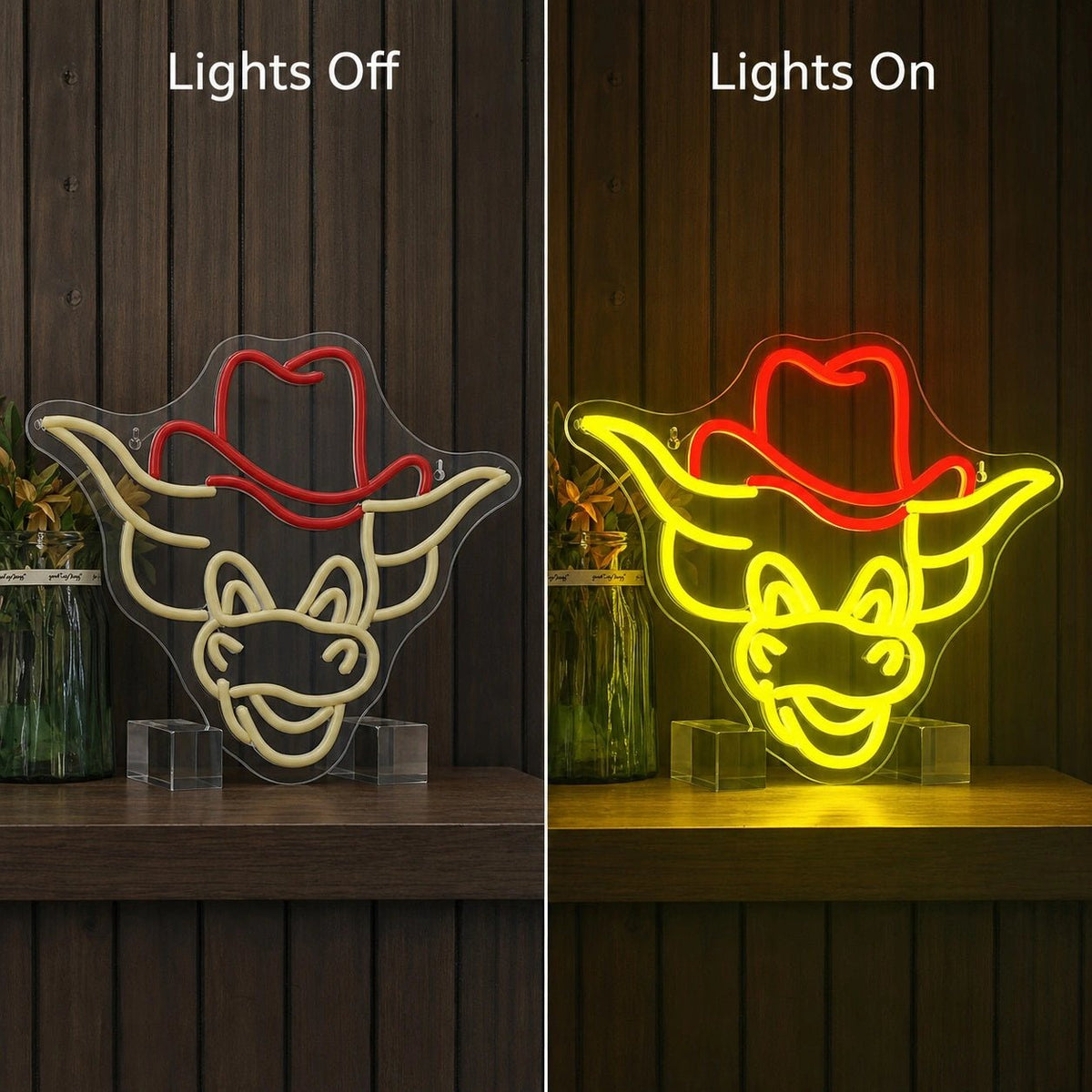Cowboy Hat Bull Head LED Neon Sign - Shineneon