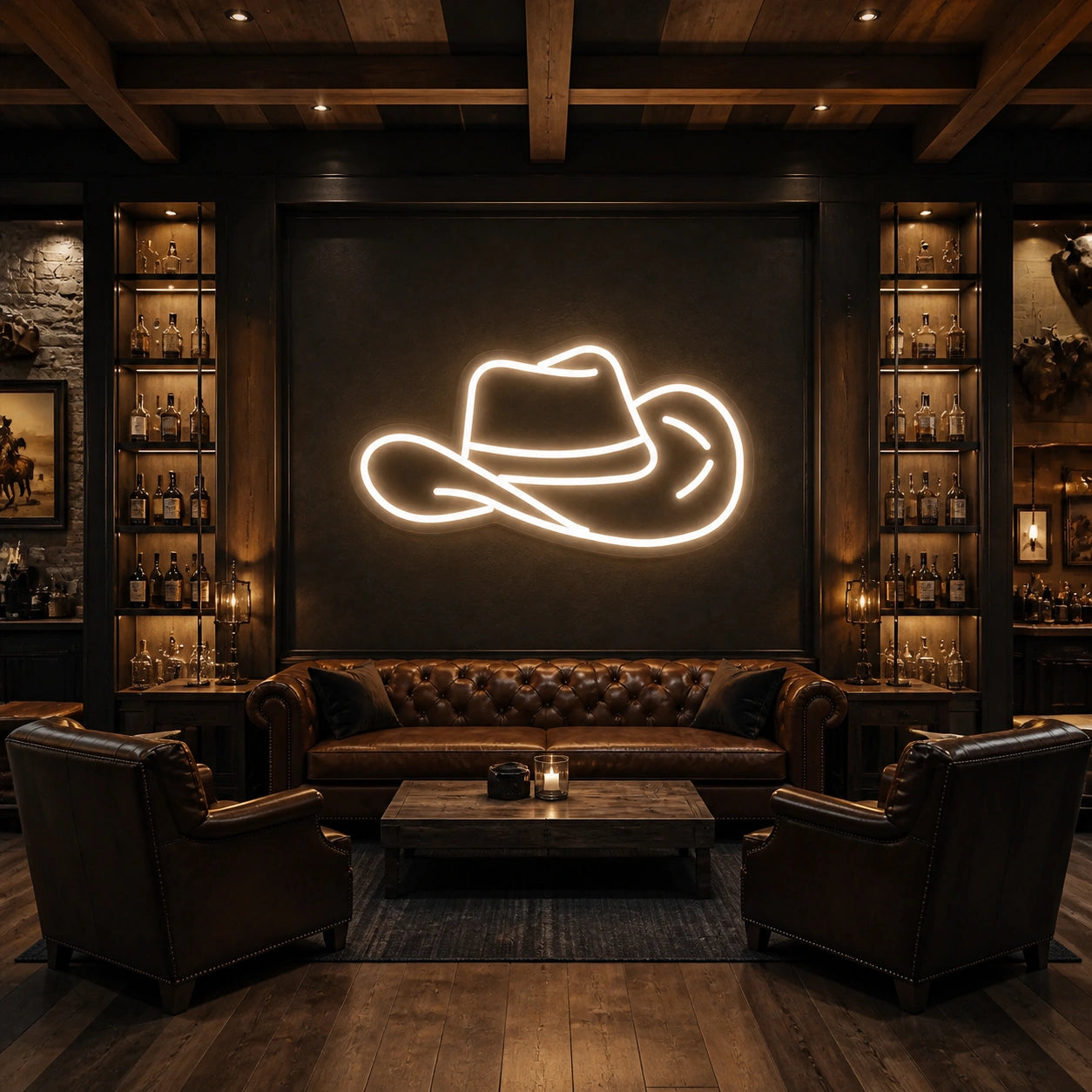 Cowboy Hat Dads Wall Art Vintage LED Neon Sign size image