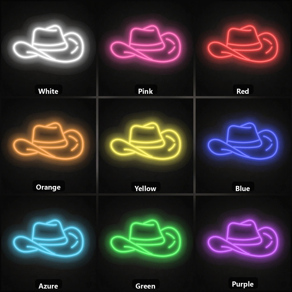 Cowboy Hat Dads Wall Art Vintage LED Neon Sign color grid