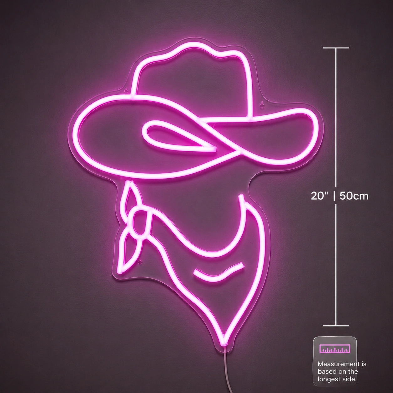 Cowboy Hat Face Neon Sign LED Neon Sign size image