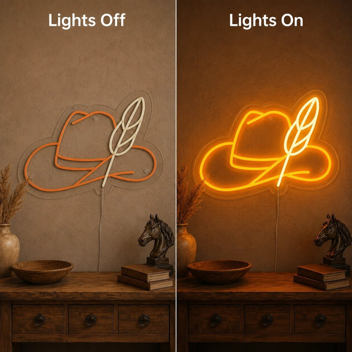 Cowboy Hat Feather LED Neon Sign - Shineneon