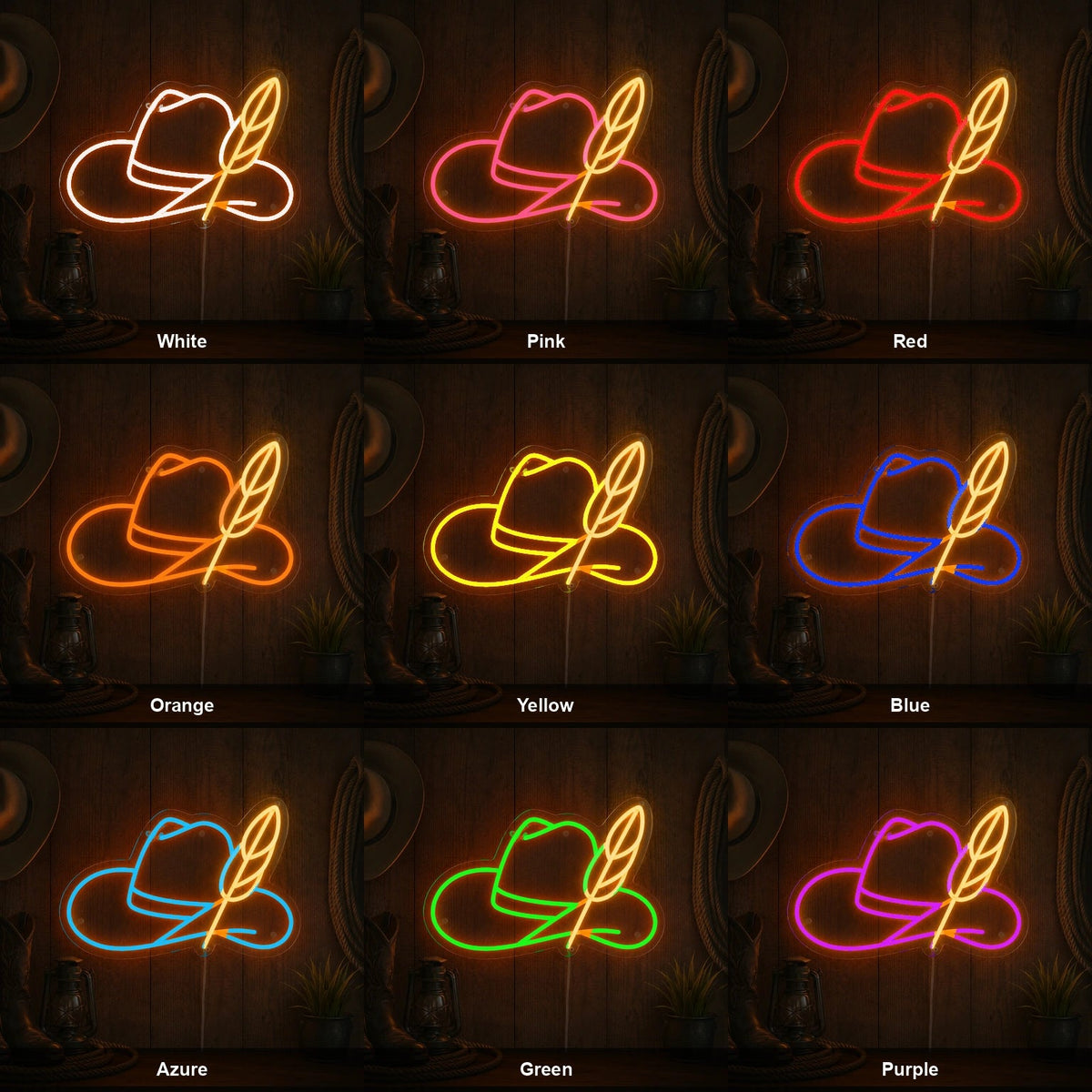 Cowboy Hat Feather LED Neon Sign Man Cave Neon Sign - Shineneon