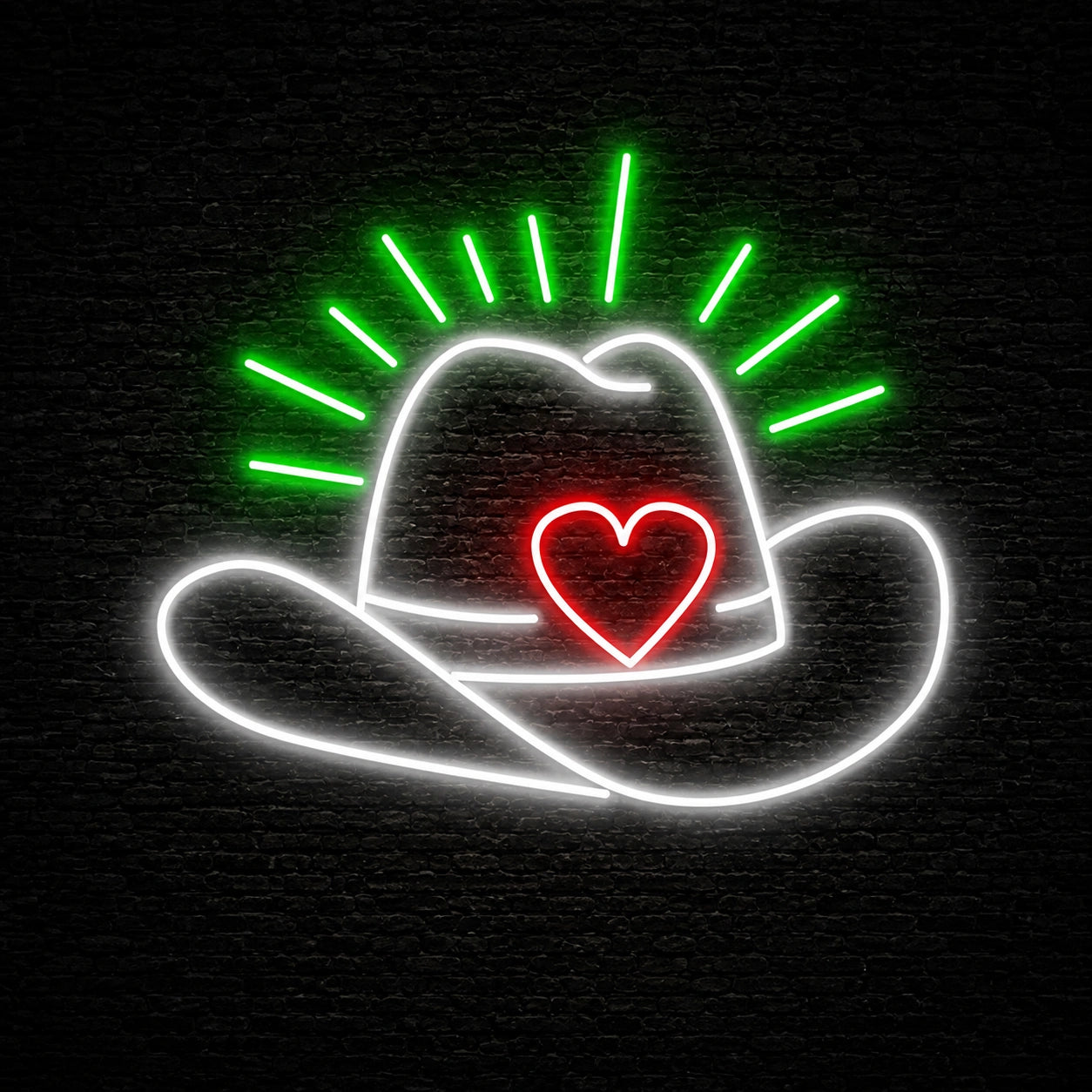 Cowboy Hat Heart Vintage LED Neon Sign main product image
