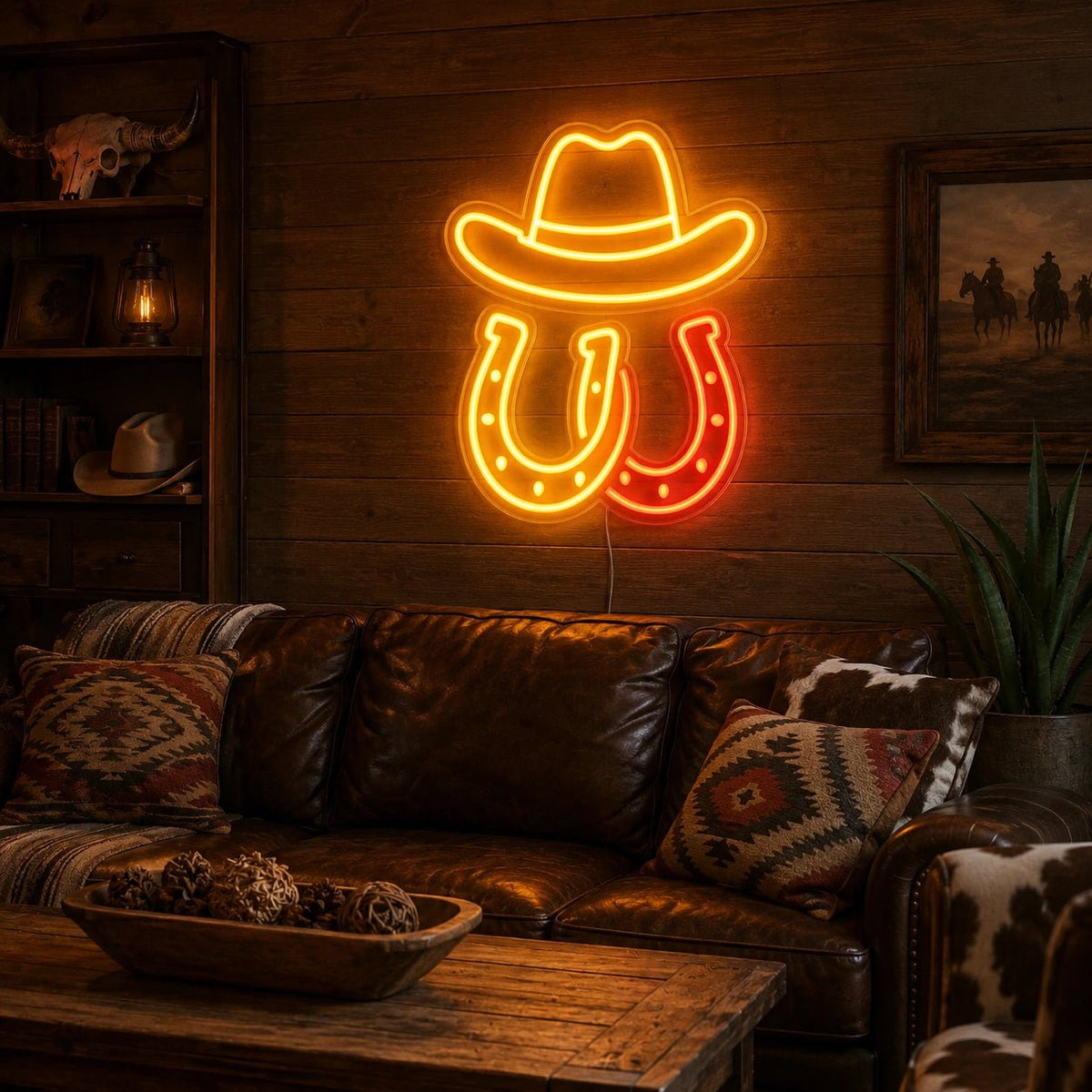 Cowboy Hat Horseshoes LED Neon Sign - Shineneon
