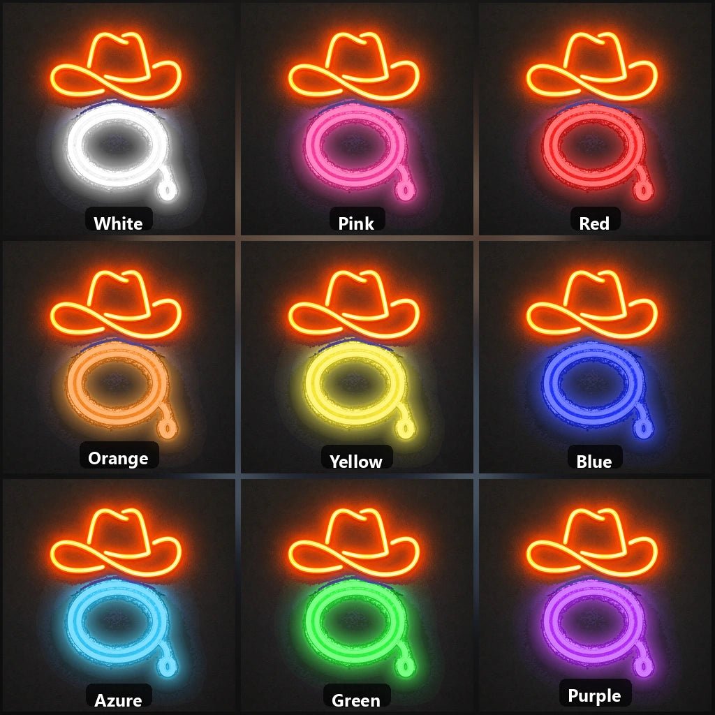 Cowboy Hat Lasso Loop Vintage LED Neon Sign - Shineneon