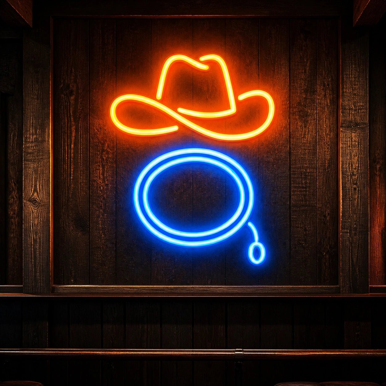 Cowboy Hat Lasso Loop Vintage LED Neon Sign - Shineneon