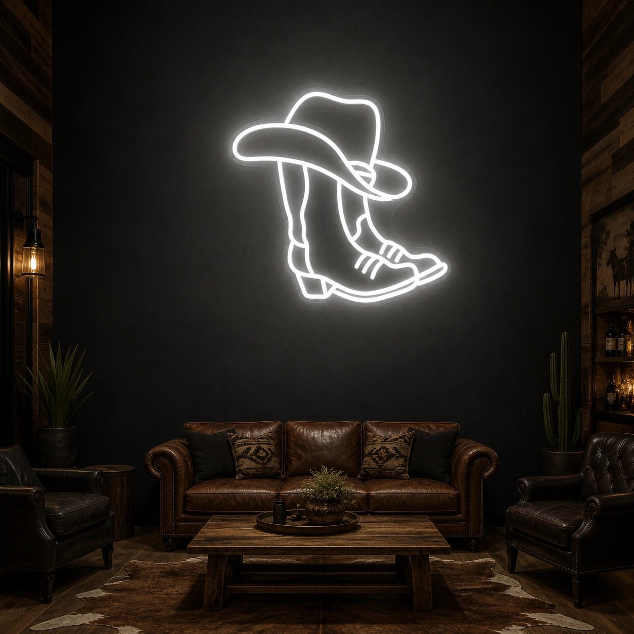 Cowboy Hat Over Boot Vintage LED Neon Sign - Shineneon