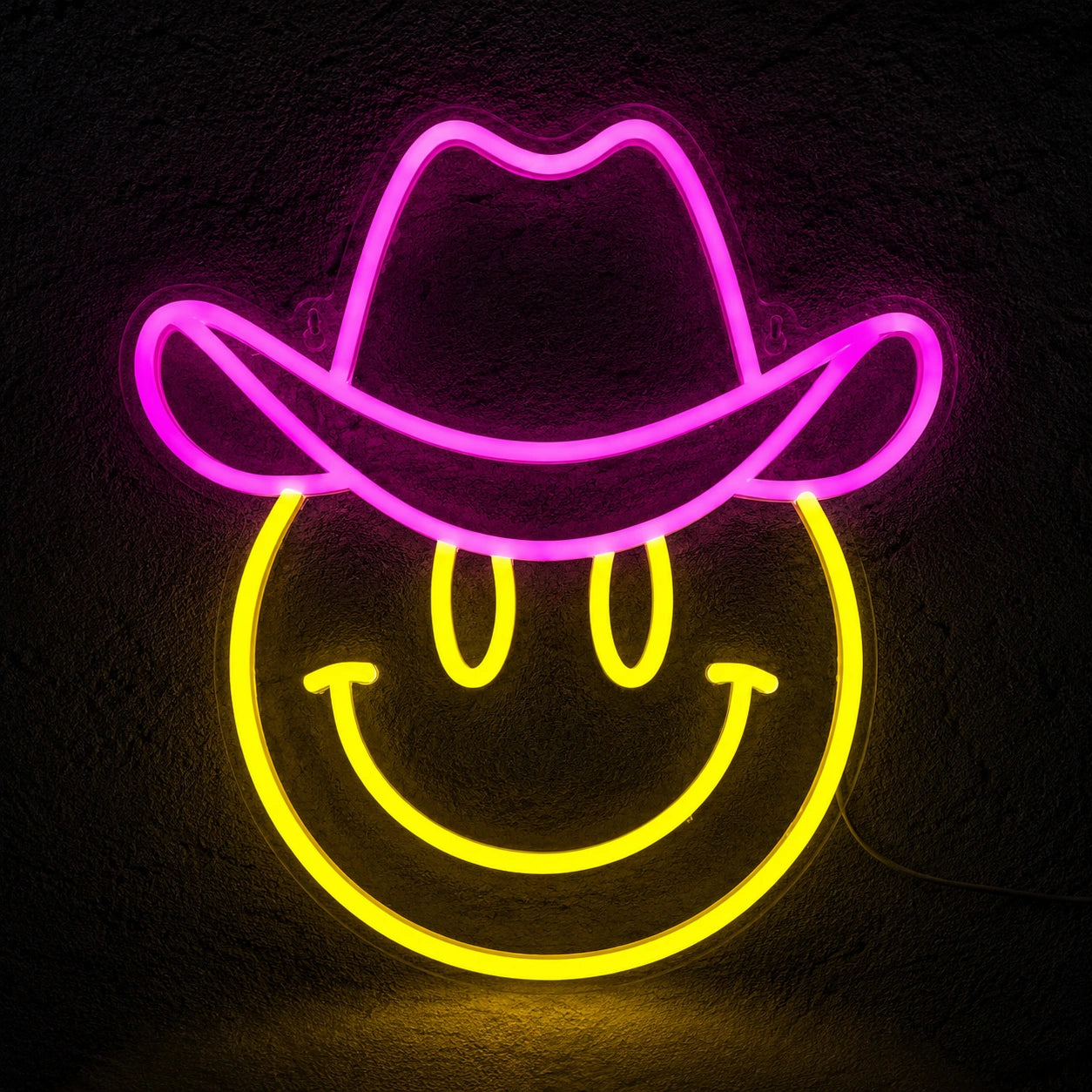 Cowboy Hat Smiley Face LED Neon Sign high-converting product image