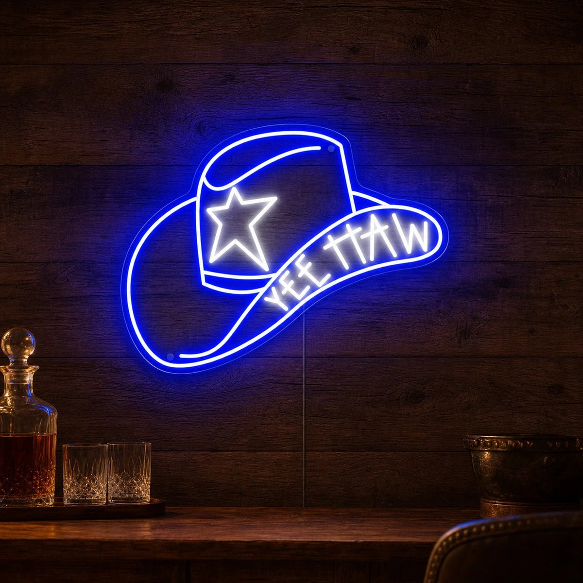 Cowboy Hat With Yee Haw LED Neon Sign - Shineneon