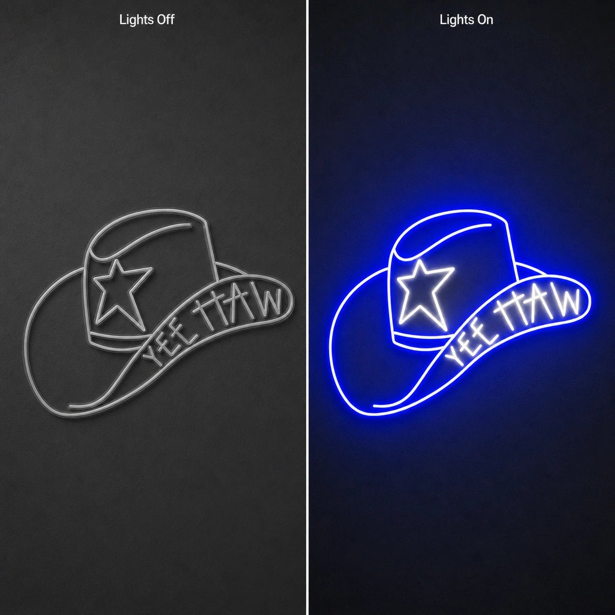 Cowboy Hat With Yee Haw LED Neon Sign Man Cave Neon Sign - Shineneon