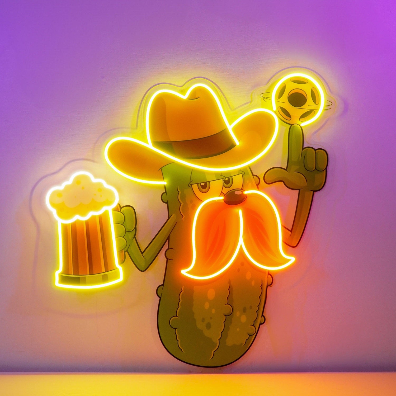 Cowboy Pickle Cartoon Beer Uv Printed Led Neon Sign For Bar Restaurant Decor | Shineneon