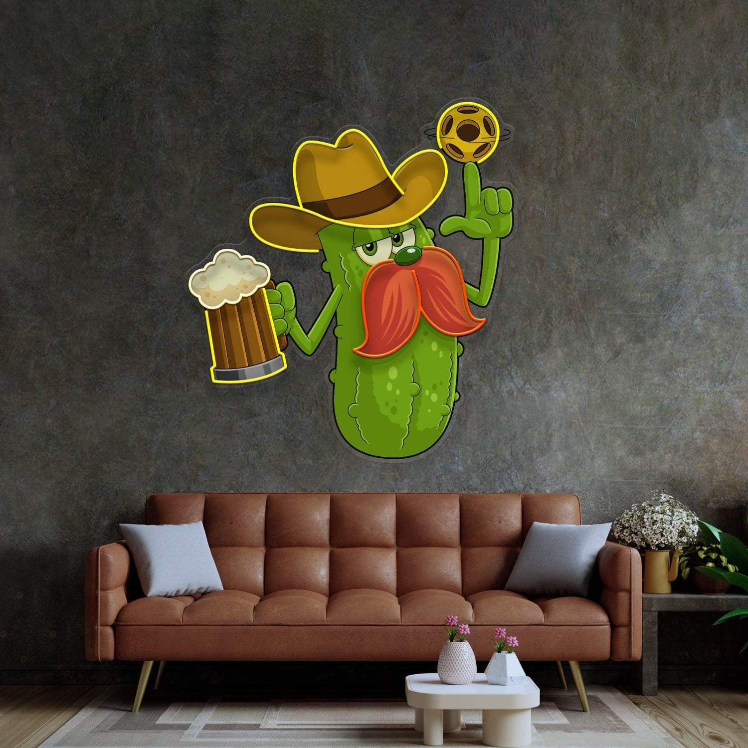 Cowboy Pickle Cartoon Beer Uv Printed Led Neon Sign For Bar Restaurant Decor | Shineneon