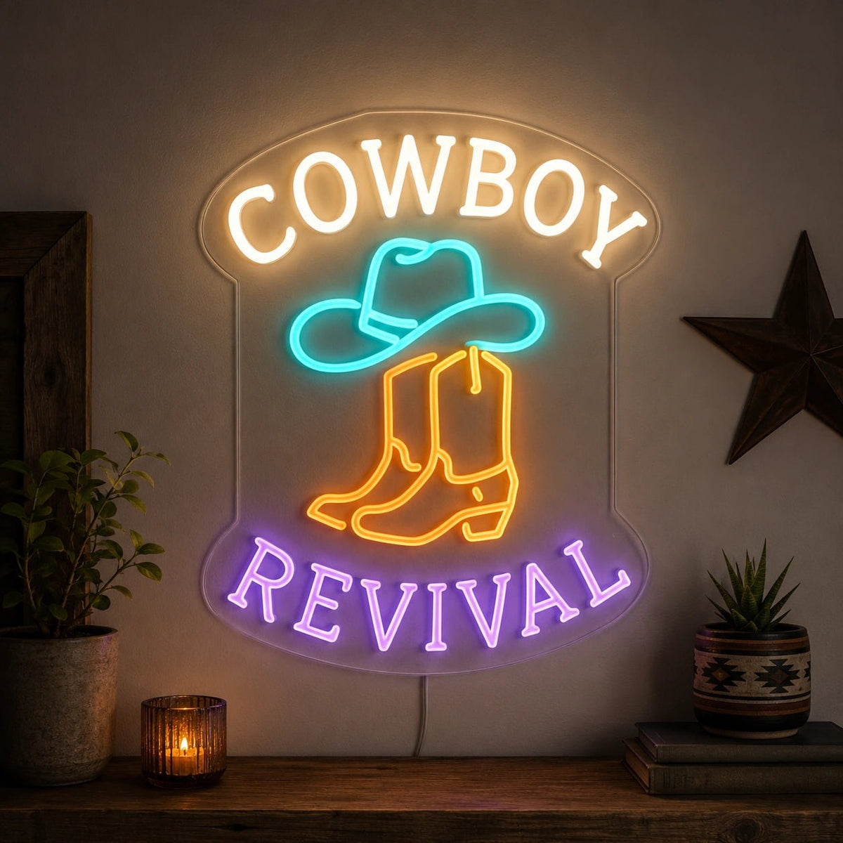 Cowboy Revival LED Neon Sign Man Cave Neon Sign - Shineneon