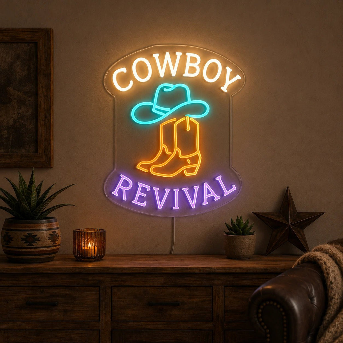 Cowboy Revival LED Neon Sign Man Cave Neon Sign - Shineneon