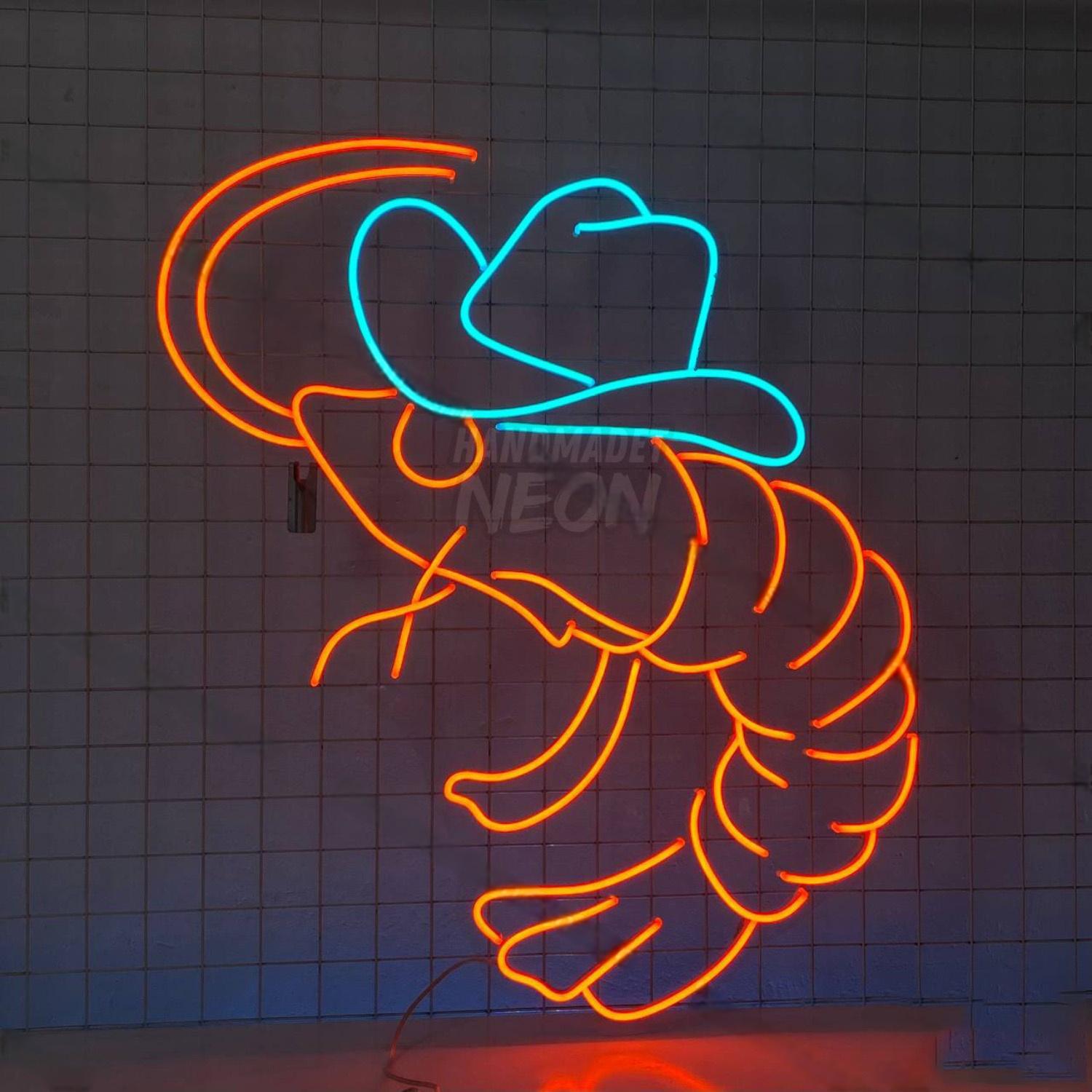 Cowboy Shrimp Led Neon Sign Sea Animal Cowboy Led Light | Shineneon