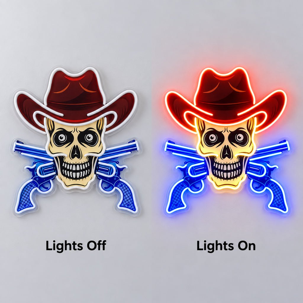 Cowboy Skull Pistols LED Neon Sign - Shineneon