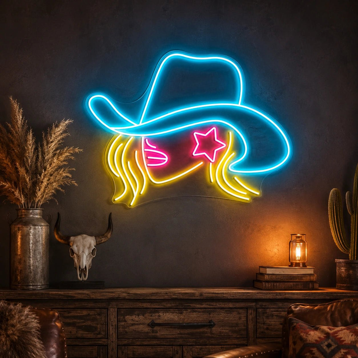 Cowgirl Face LED Neon Sign - Shineneon