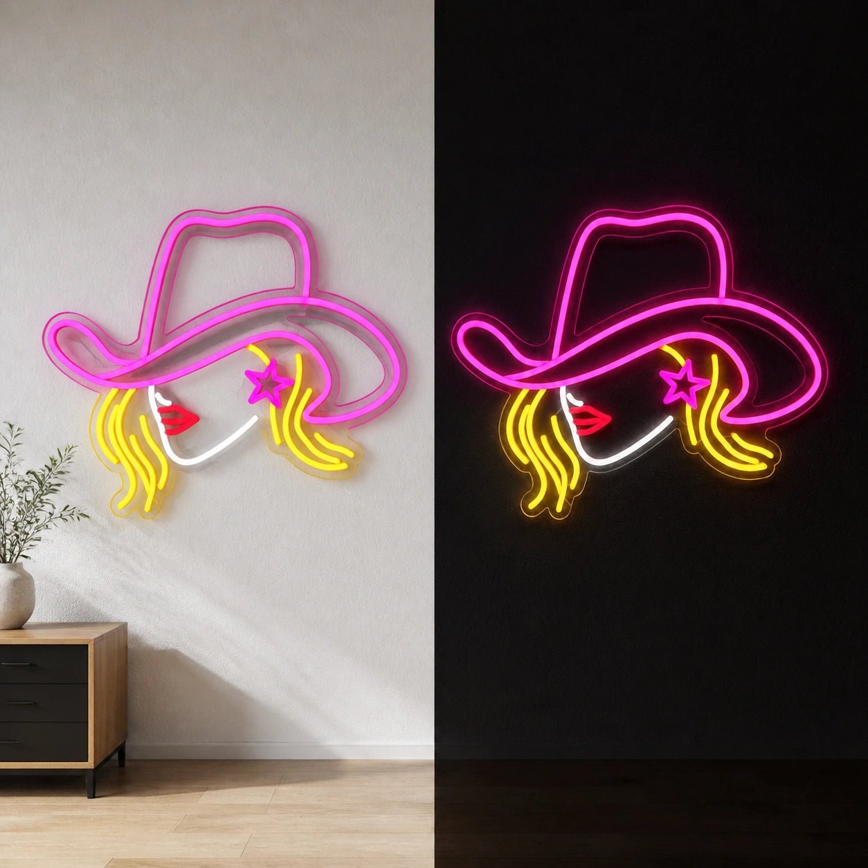 Cowgirl Face Star Vintage LED Neon Sign - Shineneon