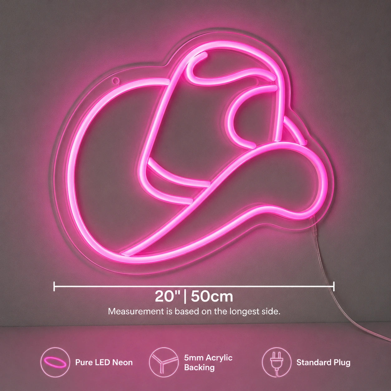 Cowgirl Hat Outline Neon Sign LED Neon Sign size image