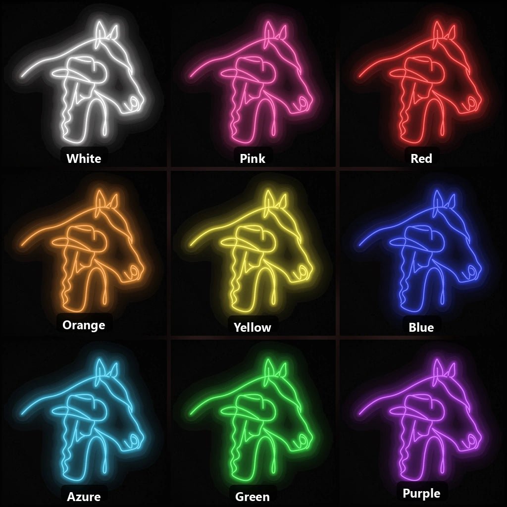 Cowgirl Horse Line Art Vintage LED Neon Sign - Shineneon