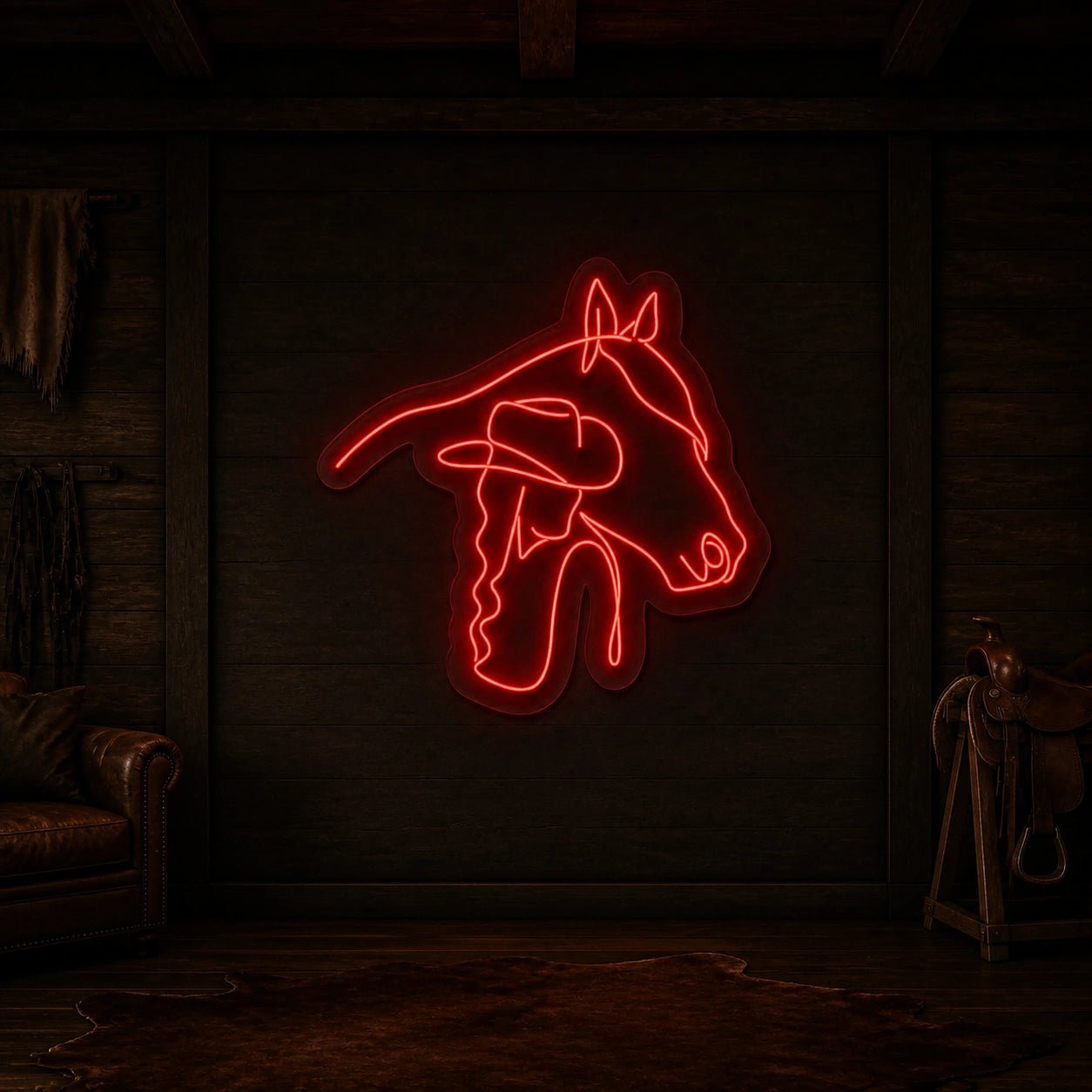 Cowgirl Horse Line Art Vintage LED Neon Sign - Shineneon
