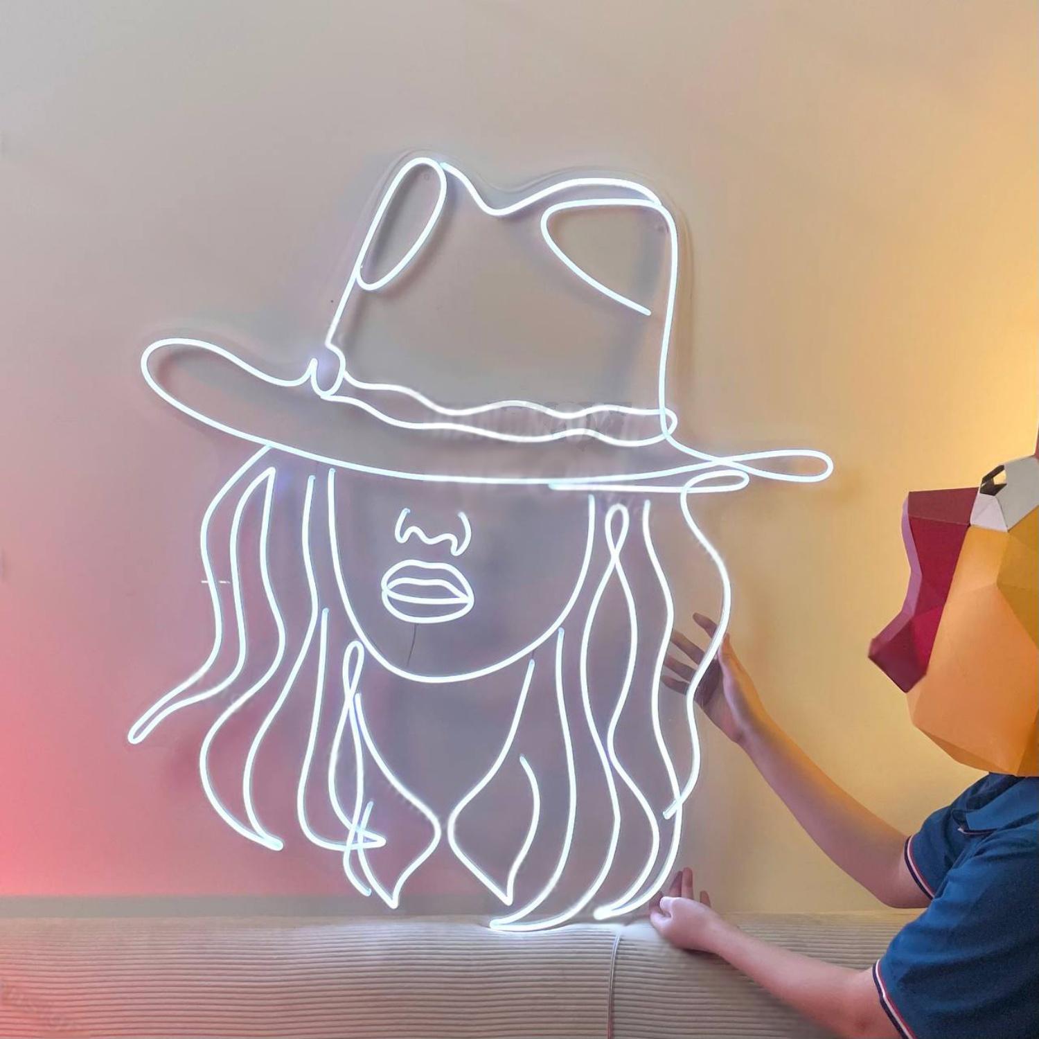 Cowgirl Led Neon Sign Line Art Led Neon Sign | Shineneon