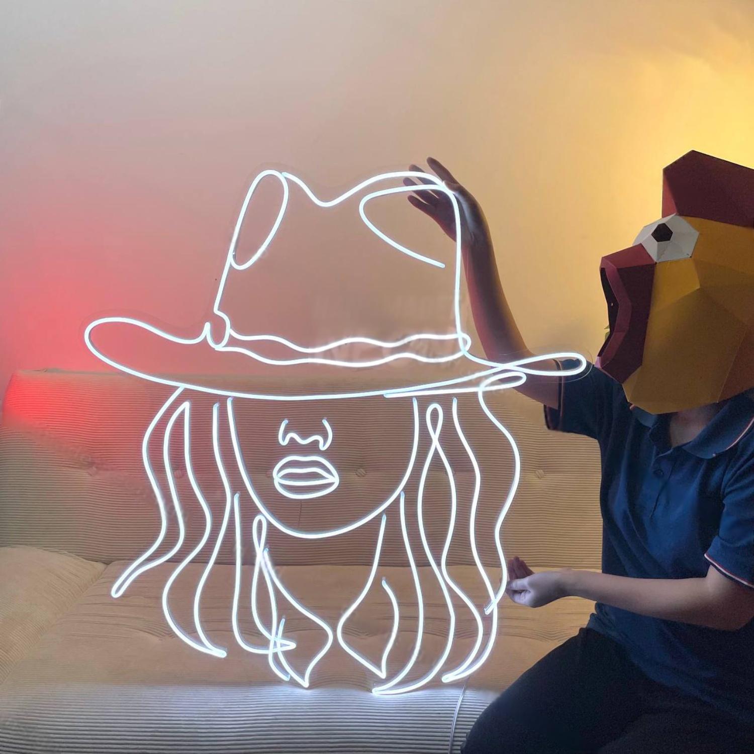 Cowgirl Led Neon Sign Line Art Led Neon Sign | Shineneon