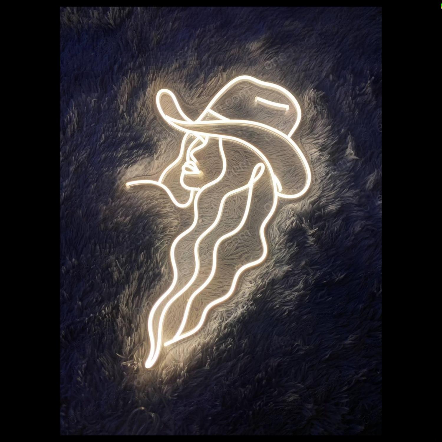 Cowgirl Line Art Led Neon Sign For Western Home Bar Studio Decor | Shineneon
