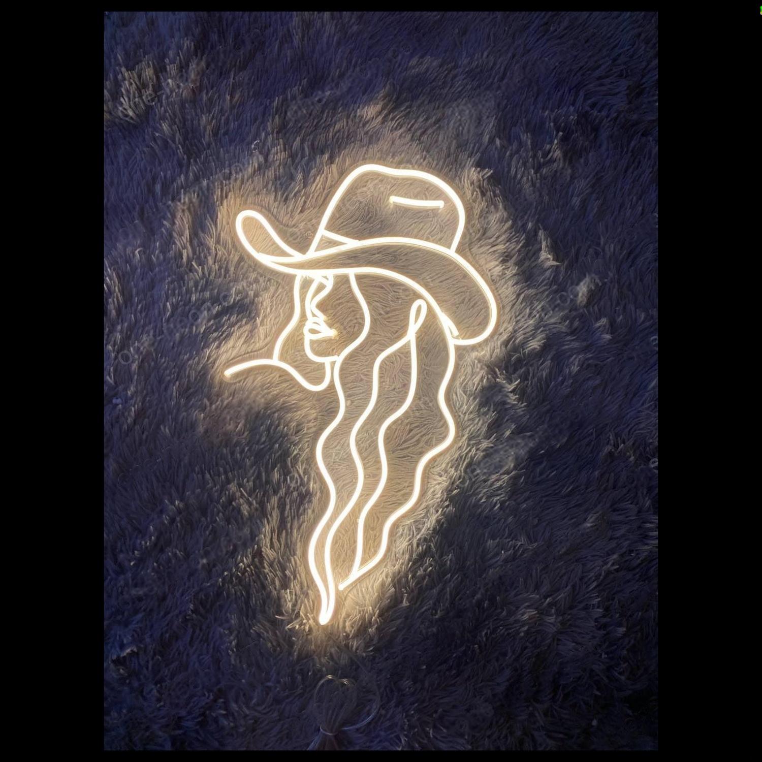Cowgirl Line Art Led Neon Sign For Western Home Bar Studio Decor | Shineneon