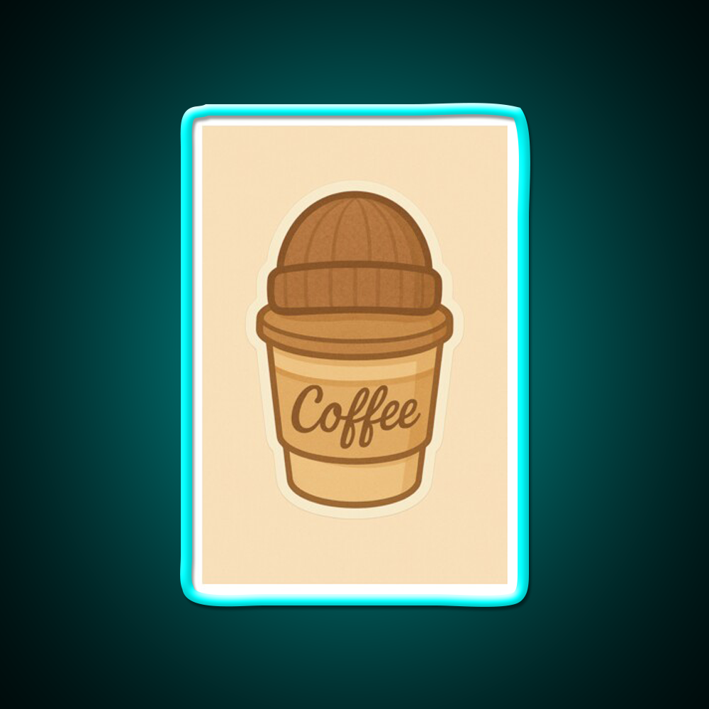 Cozy Coffee Cup With Beanie Cafe Led Neon Sign Espresso Bar Art Rgb Color