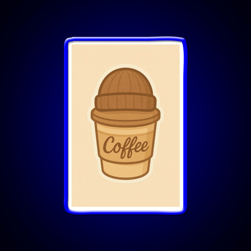 Cozy Coffee Cup With Beanie Cafe Led Neon Sign Espresso Bar Art Rgb Color - Shineneon