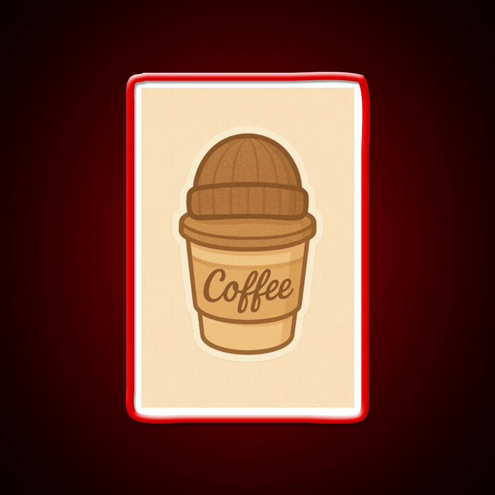 Cozy Coffee Cup With Beanie Cafe Led Neon Sign Espresso Bar Art Rgb Color - Shineneon