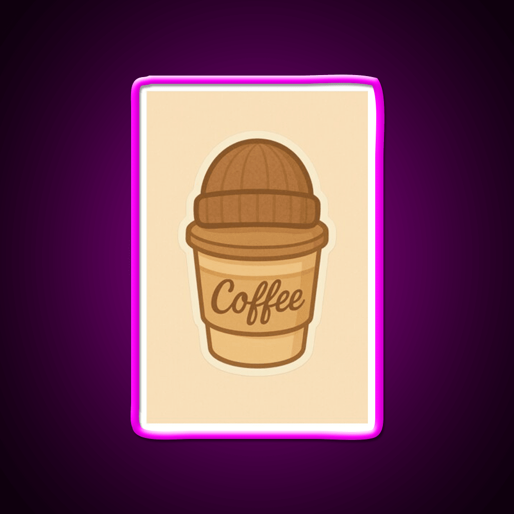 Cozy Coffee Cup With Beanie Cafe Led Neon Sign Espresso Bar Art Rgb Color - Shineneon