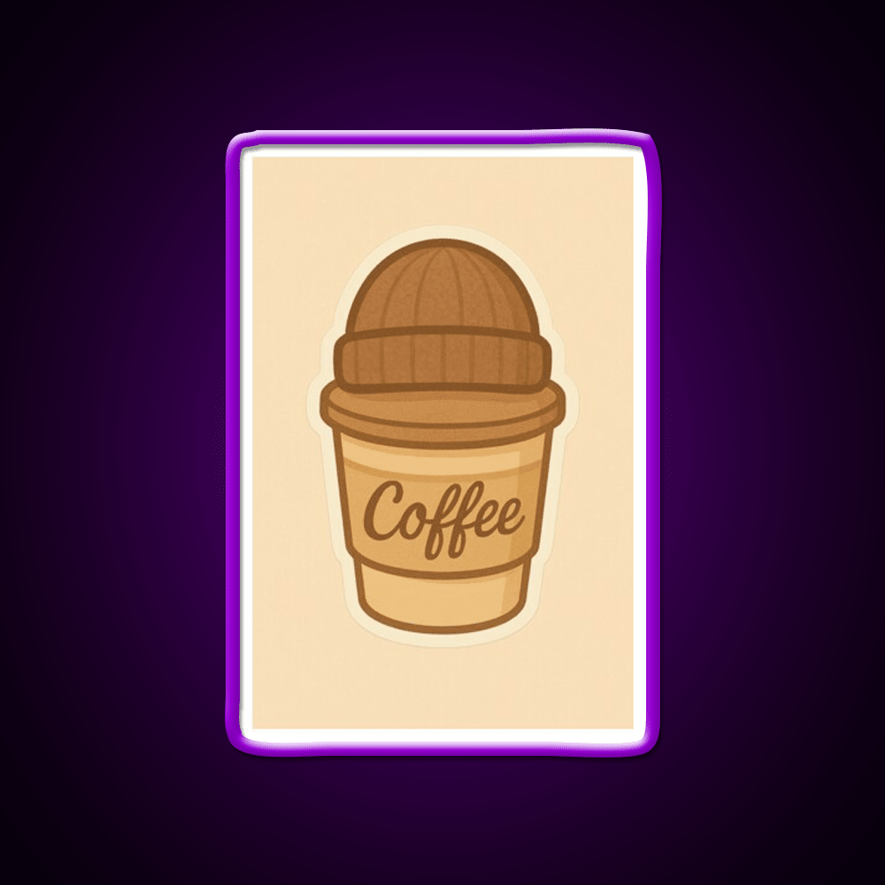 Cozy Coffee Cup With Beanie Cafe Led Neon Sign Espresso Bar Art Rgb Color - Shineneon