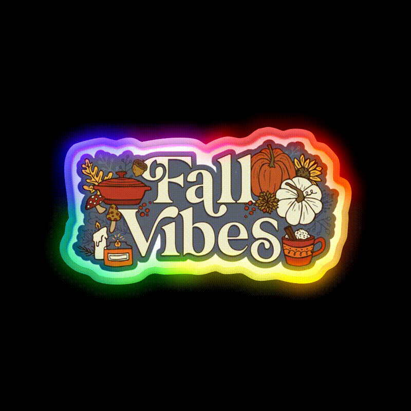 Cozy Fall Vibes Pattern Cafe Led Neon Sign Espresso Bar Art Rgb Color
