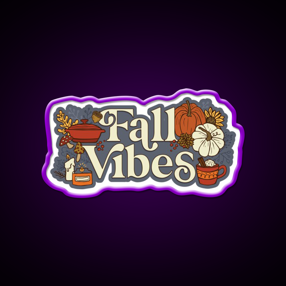 Cozy Fall Vibes Pattern Cafe Led Neon Sign Espresso Bar Art Rgb Color