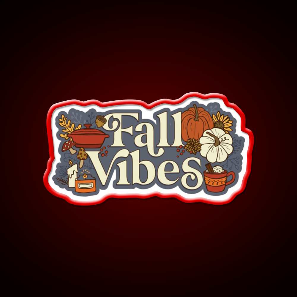 Cozy Fall Vibes Pattern Cafe Led Neon Sign Espresso Bar Art Rgb Color