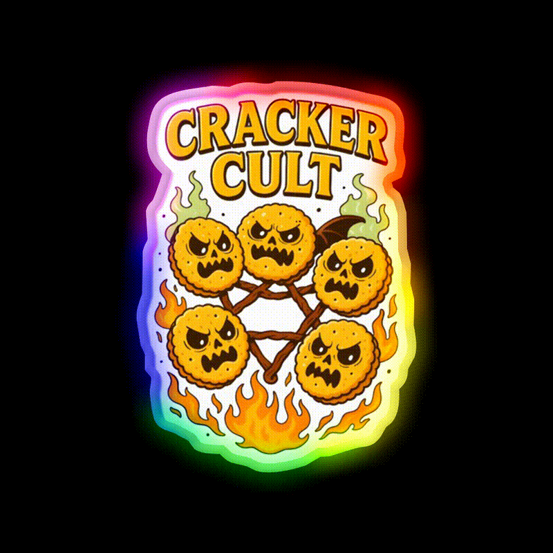 Cracker Cult Join The Snackrifice Snack Food Led Neon Sign Rgb Color - LED neon sign close-up detail