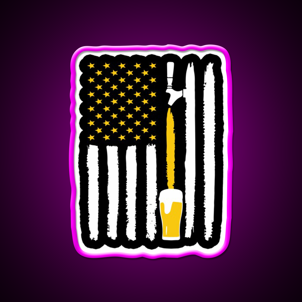 Craft Beer American Flag Usa 4Th July Brewery Beer Bar Decor Led Neon Sign Rgb Color - Neon sign mounted on wall in room