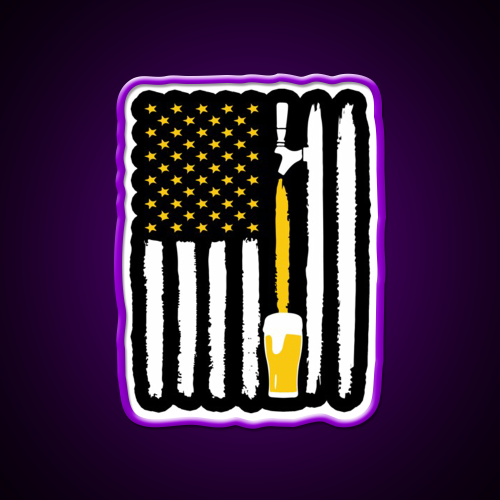 Craft Beer American Flag Usa 4Th July Brewery Beer Bar Decor Led Neon Sign Rgb Color - LED neon sign view 9