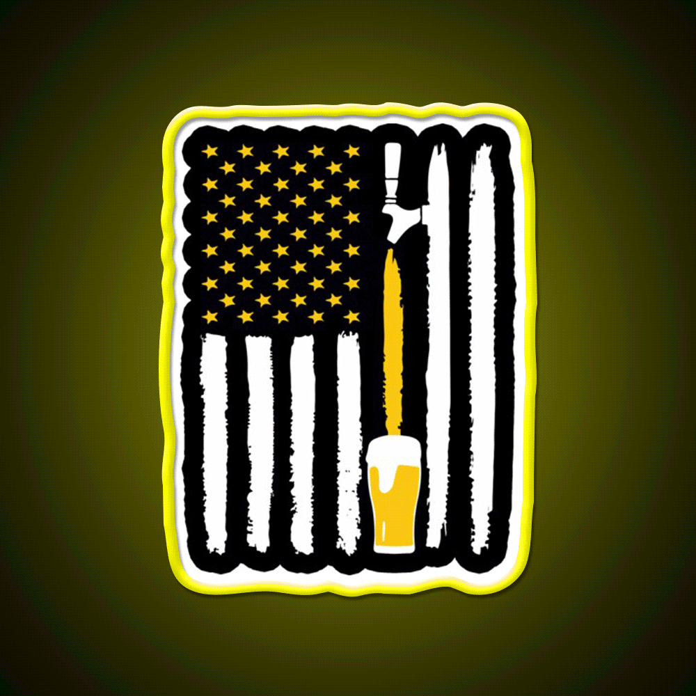 Craft Beer American Flag Usa 4Th July Brewery Beer Bar Decor Led Neon Sign Rgb Color - Custom LED neon sign front view