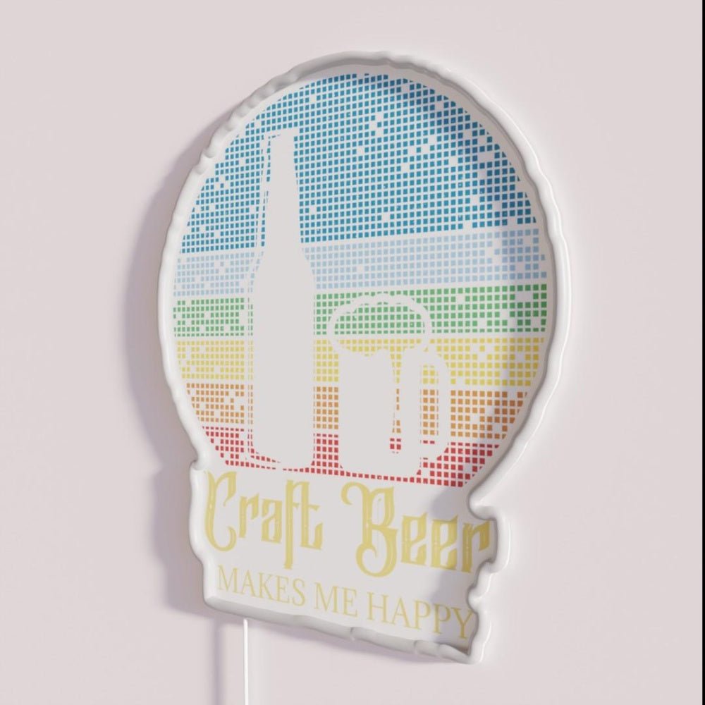 Craft Beer Makes Me Happy Rgb Led Neon Sign - Shineneon